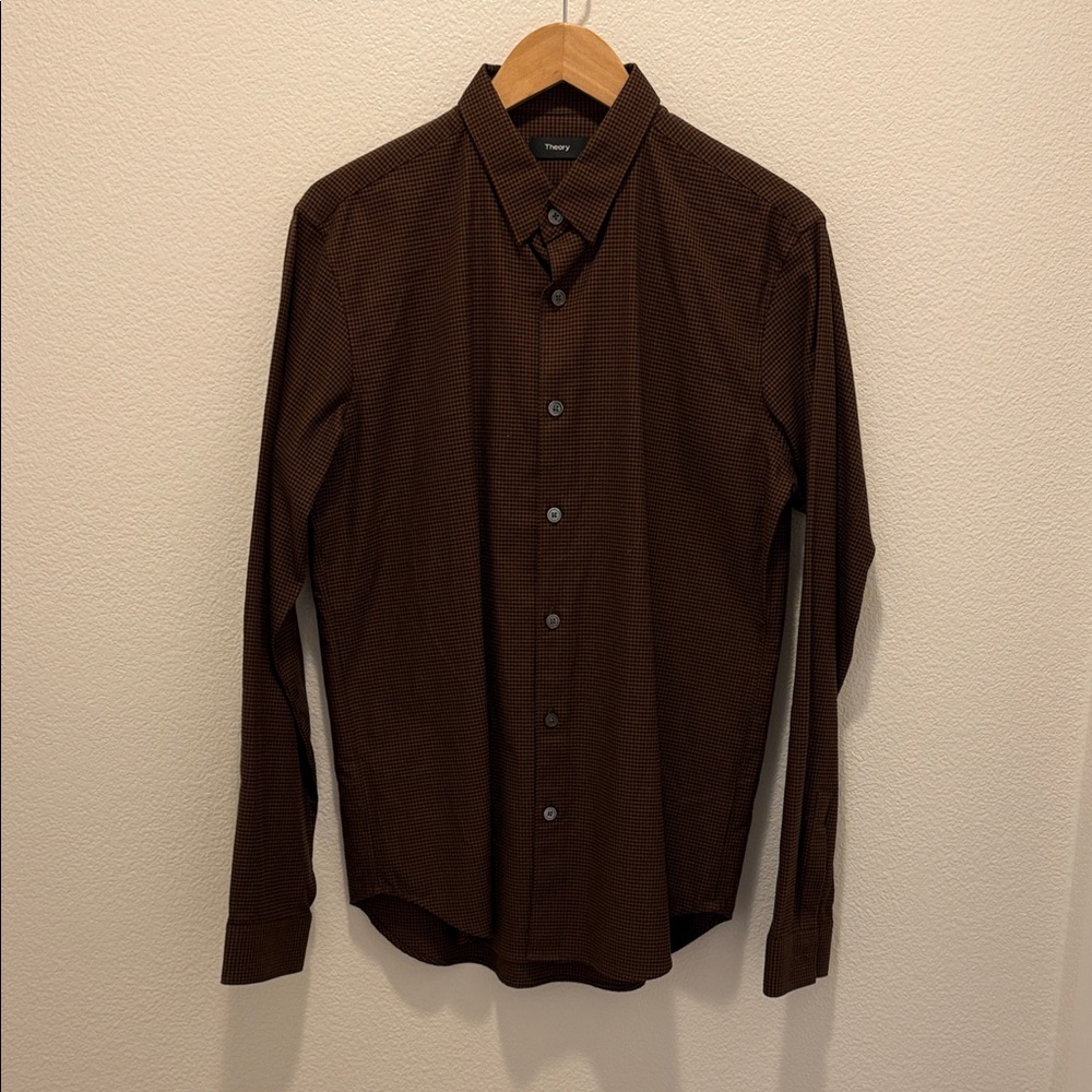 Theory Men's Dark Brown Casual Shirt